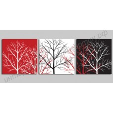 Модульная картина из 3 секций: три цвета дерева, выполненная маслом на холсте